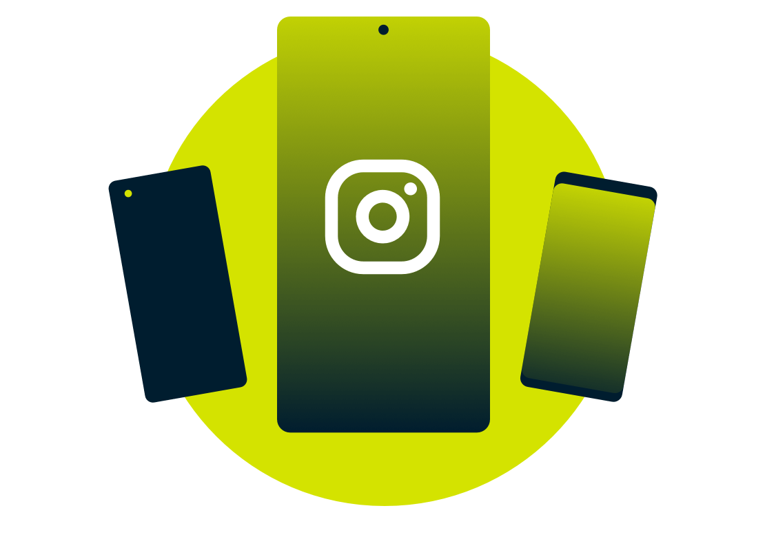 インスタのロゴが入ったモバイル端末。